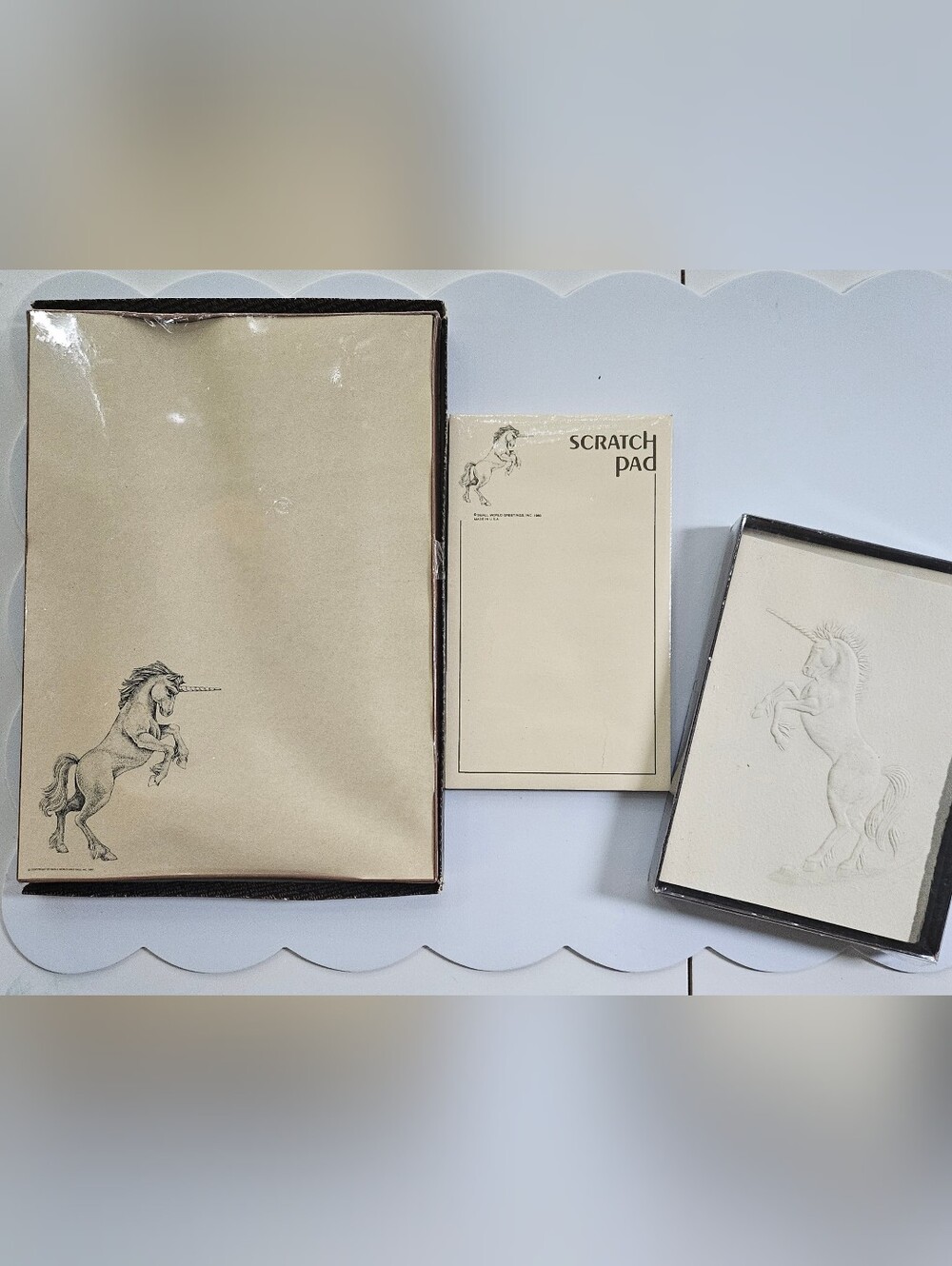 Vintage 1980 Unicorn Stationery Set Small World Greetings Fantasy Ephemera